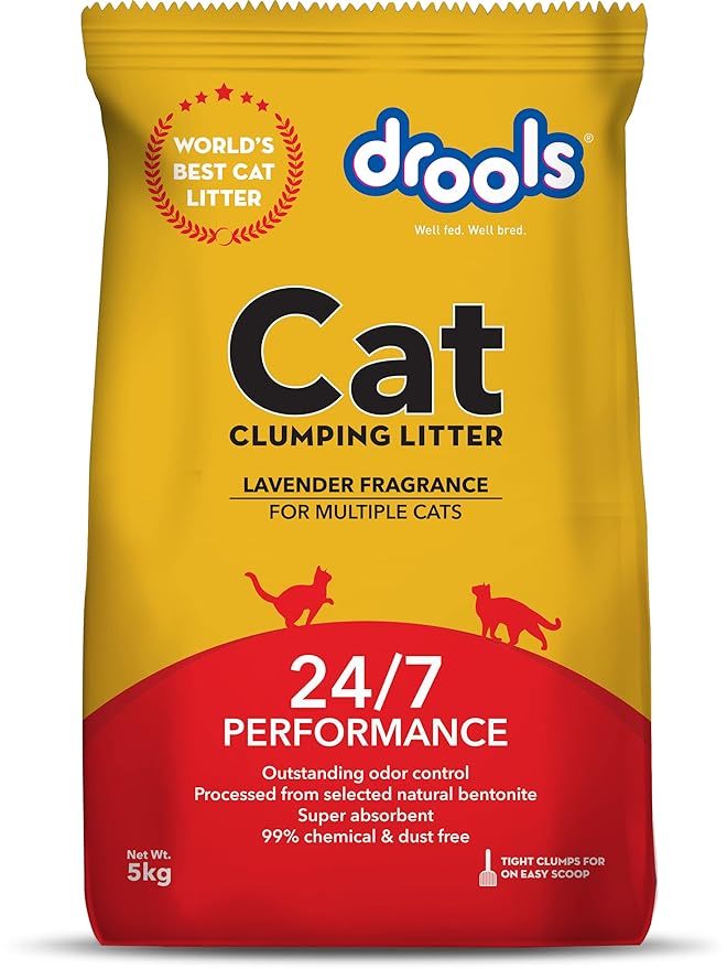 Drools Bentonite Cat Litter (For multiple cats), Lavender Flavor - 5 kg Pack